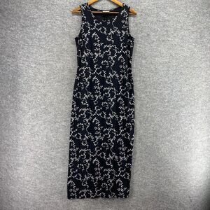 Byer Studio Dress Women 12 Black Floral Maxi Long Sleeveless Round Neck Casual